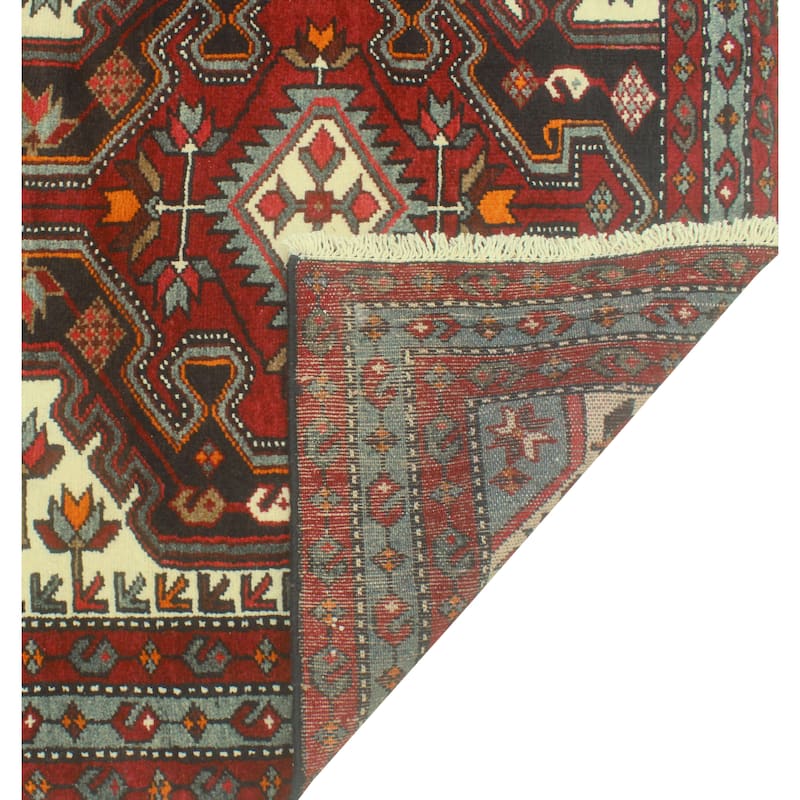 Fine Vintage Distressed Brent Red/Charcoal Runner - 3'8" x 9'10"