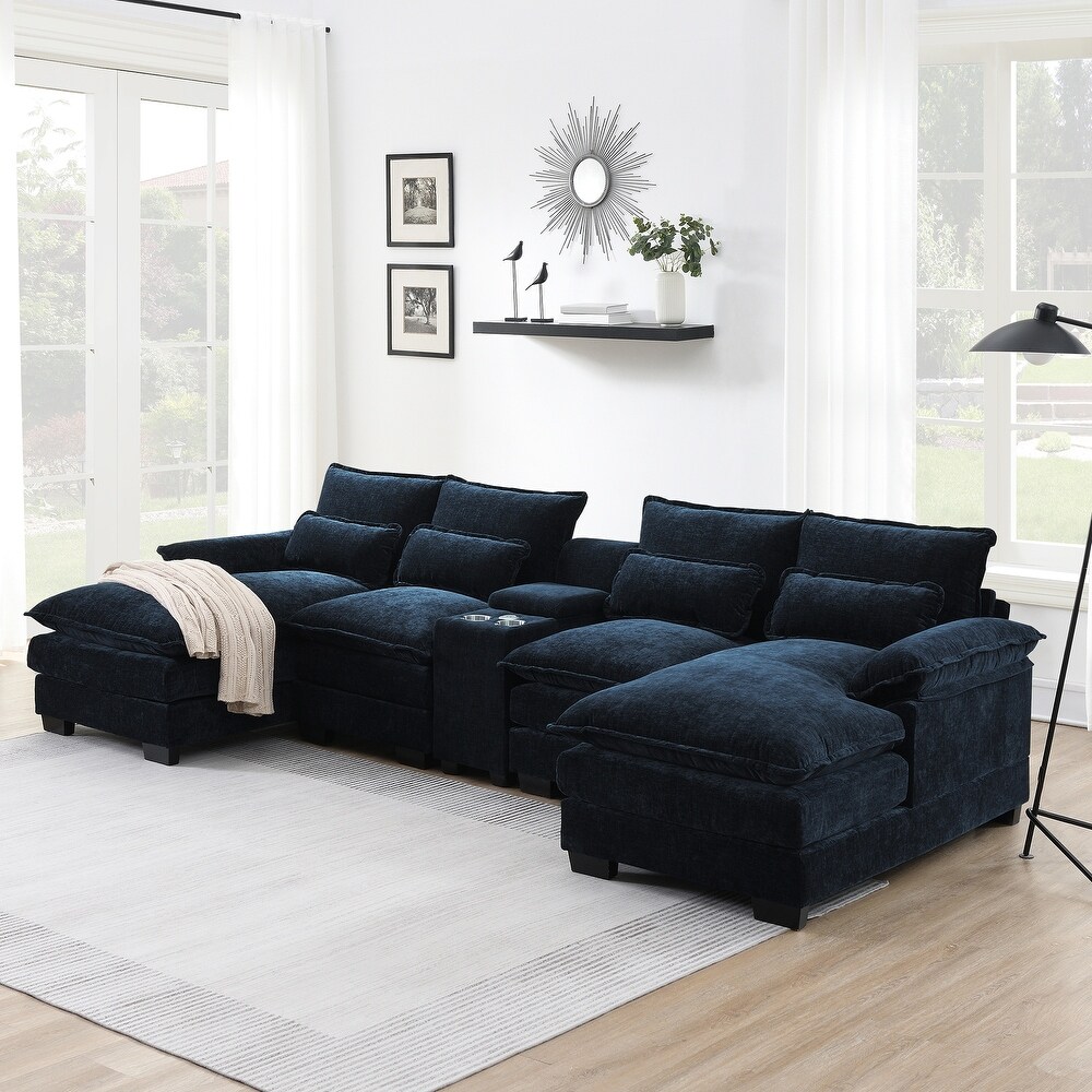 Navy blue sectional with recliner shop