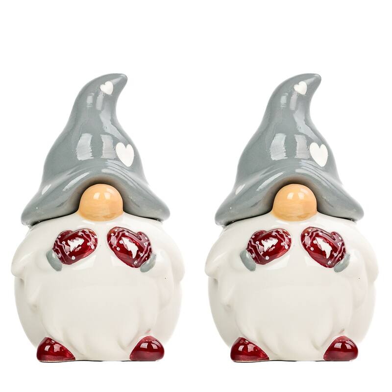 10 Strawberry Street Mini Mitten Gnomes Canisters, Set of 2 - Red Mitten Gnome