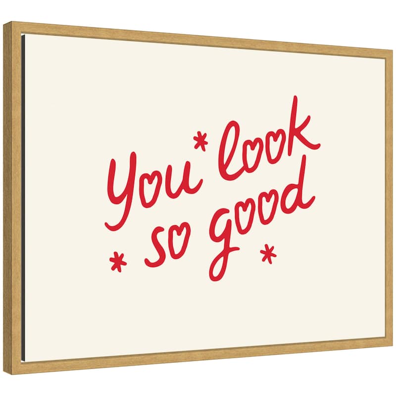 Kate and Laurel You Look So Good Red Motivational Typography by Lucky Guava Framed Canvas Wall Art Print - 18x24
