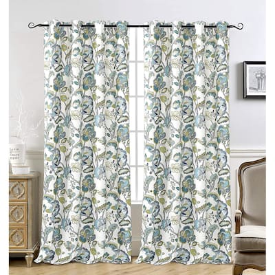 DriftAway Layla Classic America Style Floral Leaves Window Curtain Grommet