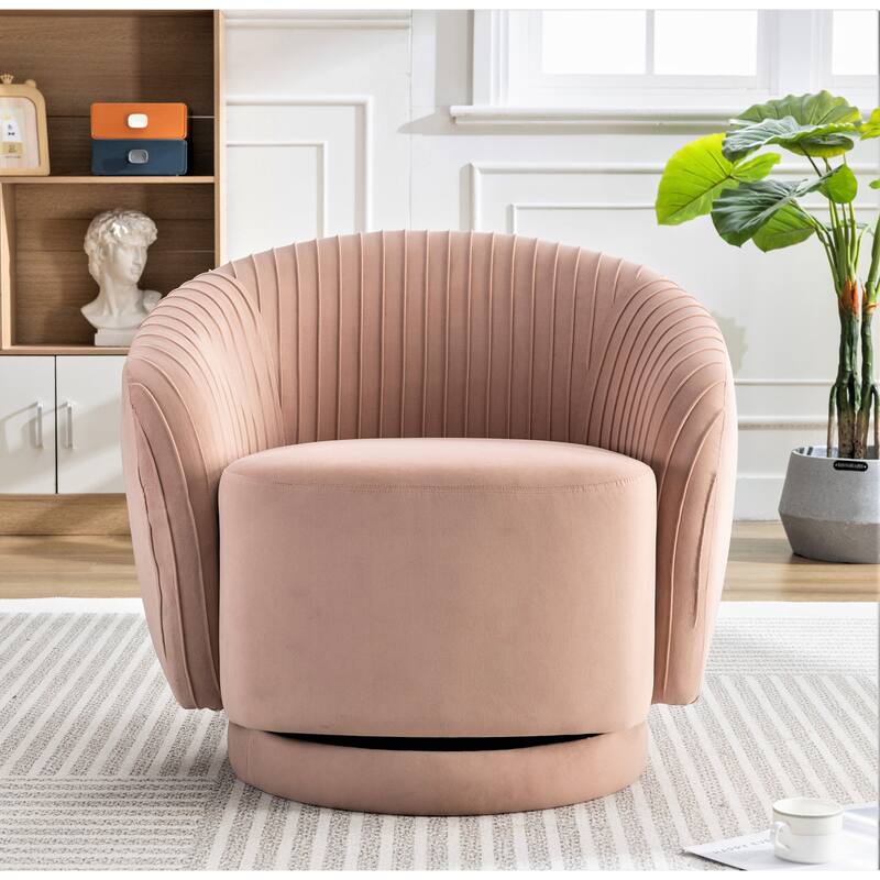 Small Milvo Velvet Swivel Barrel Chair