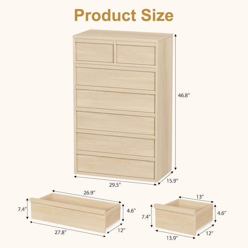 5/7 Drawer Dresser for Bedroom, Modern 5 Chest of Drawers Tall with Large Drawers Storage, Wooden Dresser Organizer