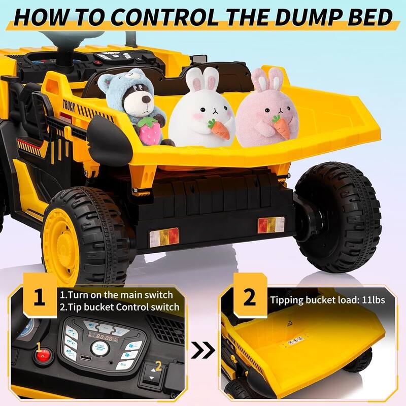 24v 2-Seater Kids Ride on Dump Truck Toy with Remote Control for Kids Best Gifts