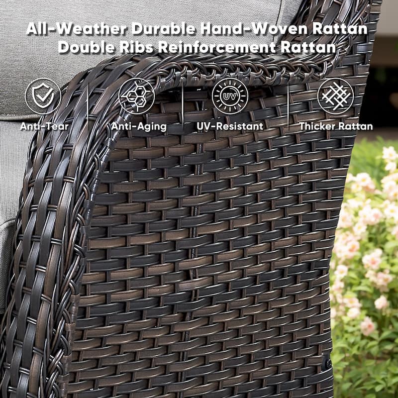 Gymojoy Outdoor 3-piece Steel Wicker Swivel Chair Table Set