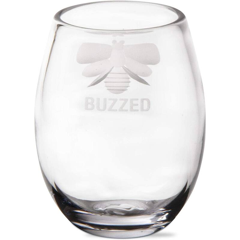 16 oz. Buzzed Bee Etched Glass Clear Stemless Wine