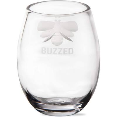 16 oz. Buzzed Bee Etched Glass Clear Stemless Wine