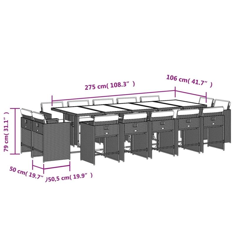 vidaXL Patio Dining Set Set of 10/12/14/16