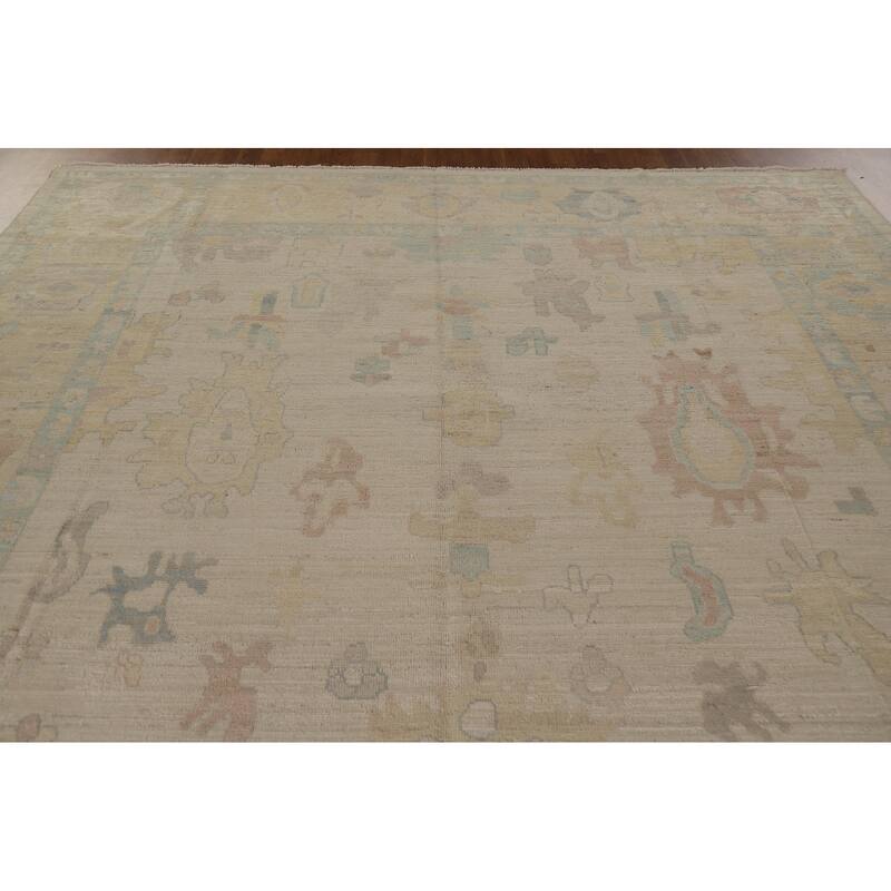 Floral Oushak Turkish Rug Handmade Wool Carpet - 8'11"x 12'11"