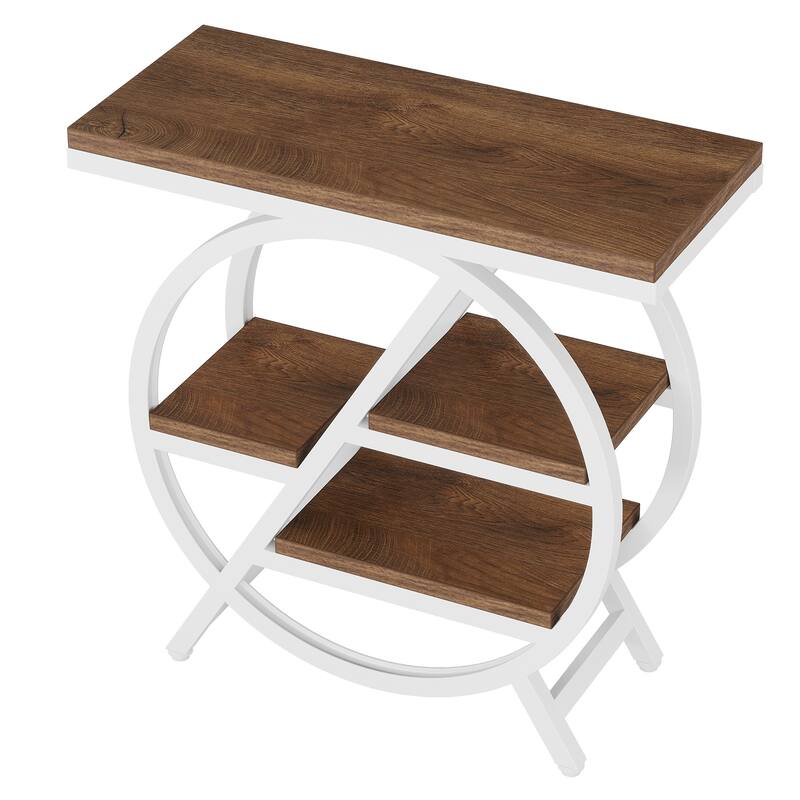 End Table Set of 2, 3-tier Narrow Side Table with Storage for Living Room - 11.8" D x 25.59" W x 26.18" H