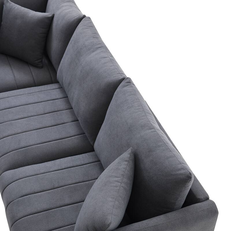 U-Shape 5-Seat Modular Sectional Sofa Set with Ottoman and Pillows