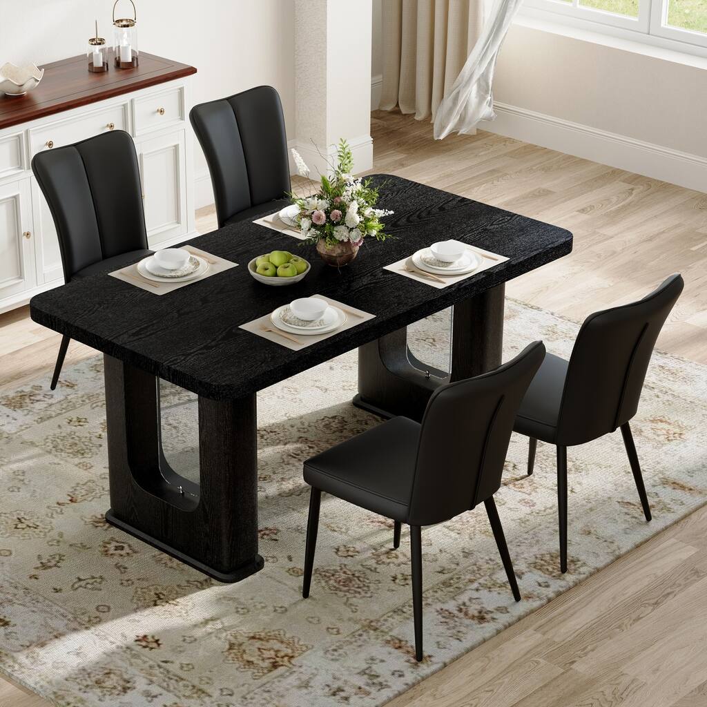 Dining Table Set for 4, Modern Dining Table and 4 Chairs Set, 5 Piece Kitchen Table and Chairs Set