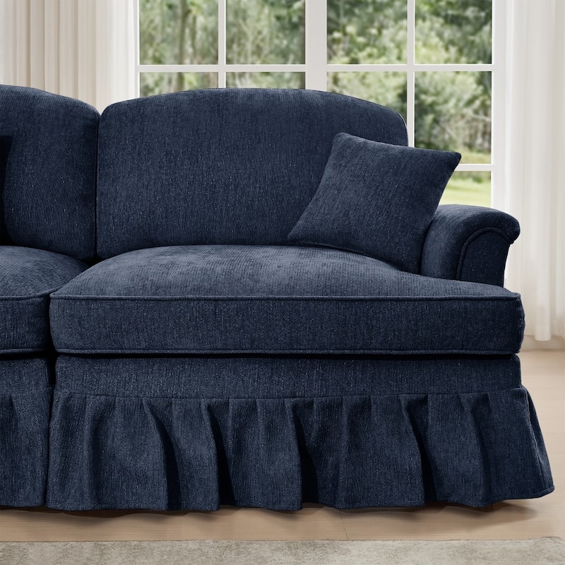 U-shaped Classic Modular Comfy Sectional Sofa with Ottomans & Ruffles Pleats Skirts