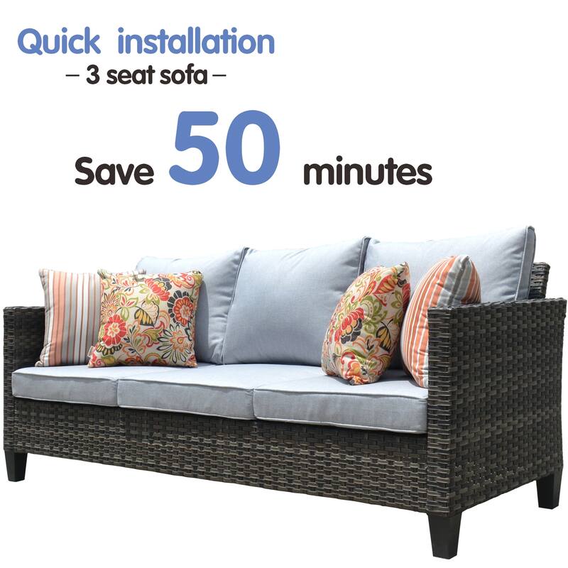 OVIOS Patio Furniture Wicker 5-piece Outdoor High-back Sectional Set