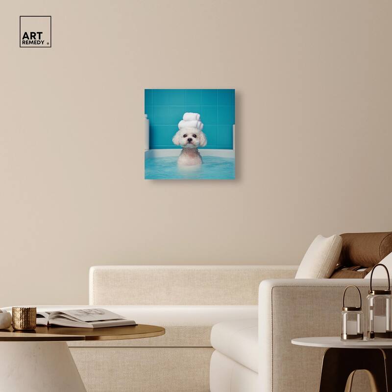 Fluff in the Tub Canvas by Art Remedy, Gallery Wrapped