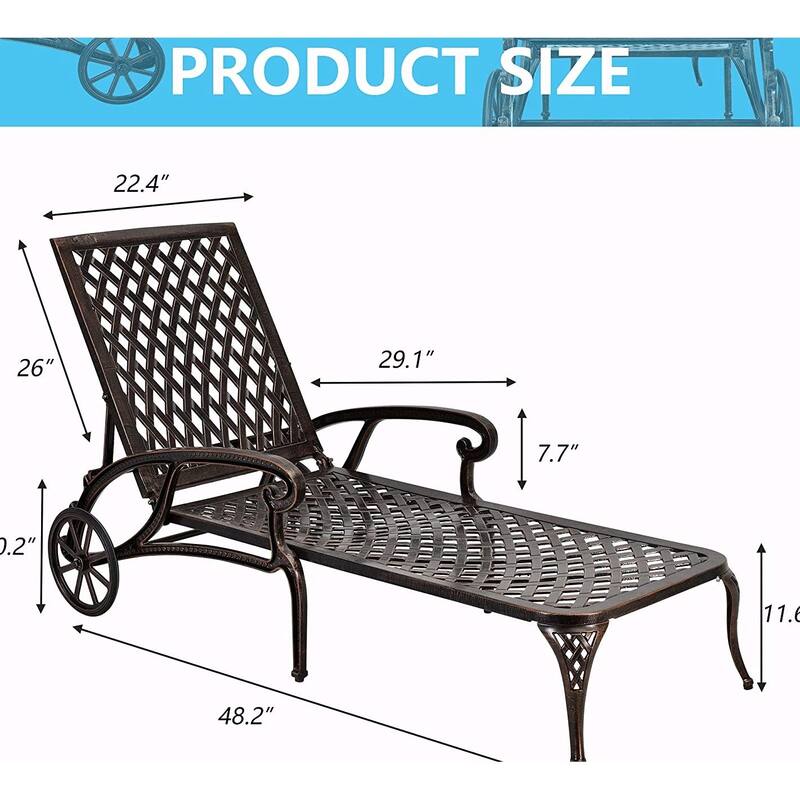 Adjustable Poolside Chaise Lounge - Reclining, Rust-Resistant Aluminum