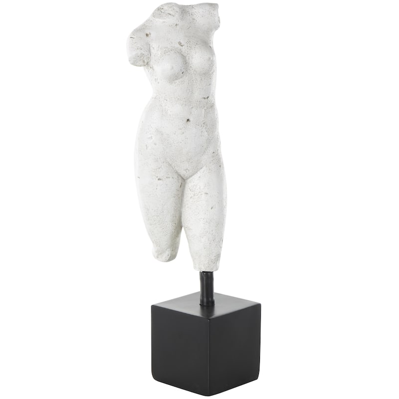 Polystone People Decorative Sculpture with Black Square Base - Cream - Roche River Decor - Cream