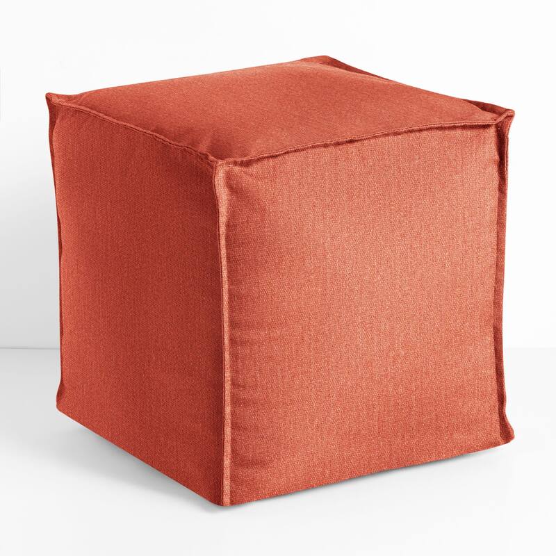 Sorra Home Sunbrella Outdoor Top Stitch Solid Bean Pouf