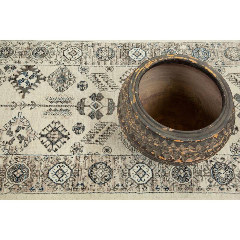 Anila Collection Ivory/Beige/Brown/Blue Transitional Oriental Area Rug