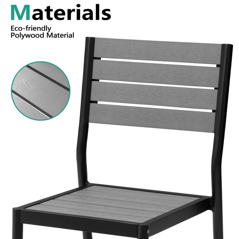 9-Piece Outdoor Patio Dining Set Wood-Like Table Top Alumium Umbrella Hole Table with Stackable Chairs - N/A