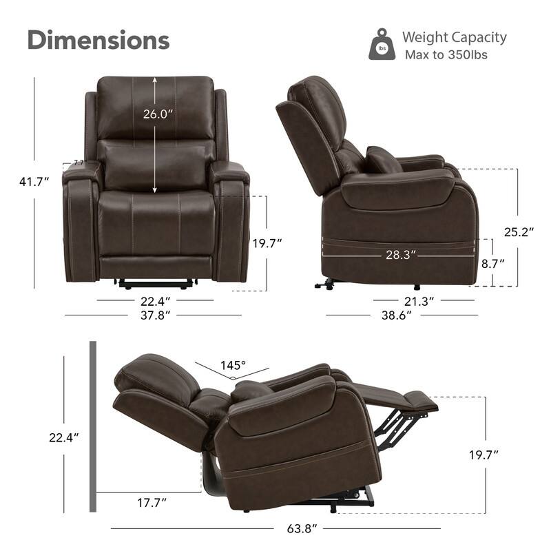 Spruce & Spring Leather Lift Recliner Chair for Elderly with Heat and Massage