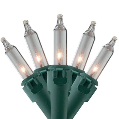 100-Count Clear Mini Christmas Light Set - Green Wire