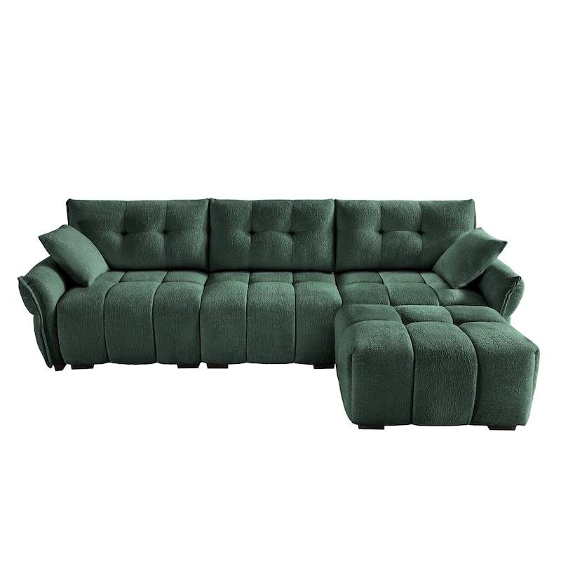3-Seater L-Shaped Modular Sofa with 1 Ottomans & Pillows