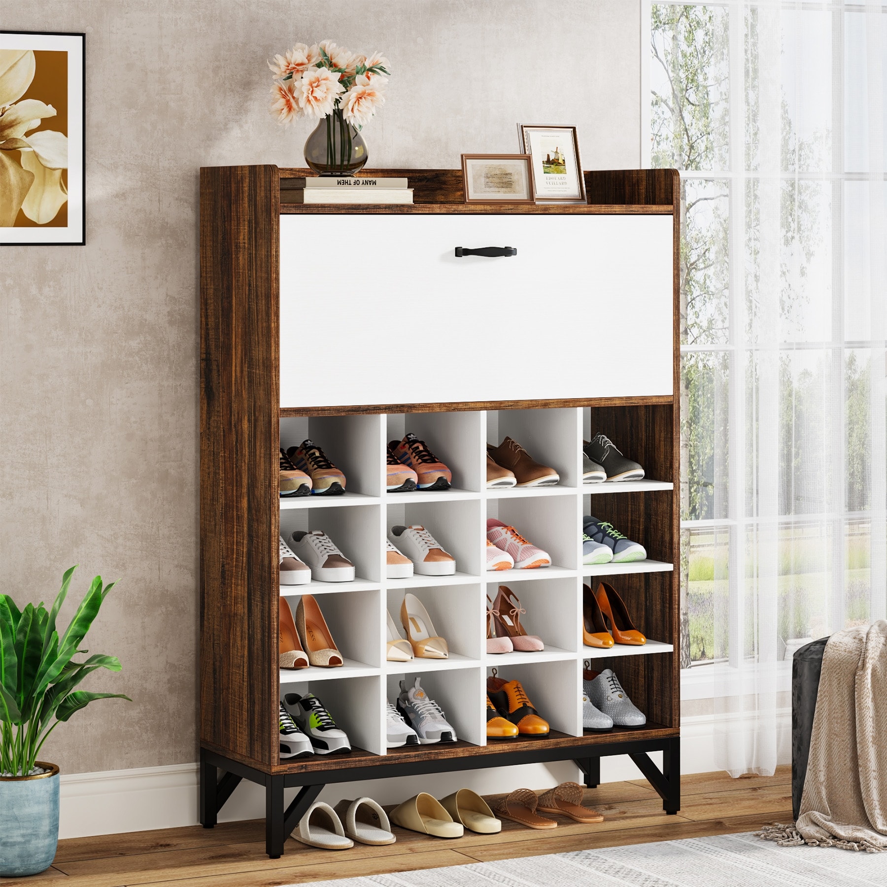 20 Pairs Shoe Storage Cabinet for Entryway, Freestanding Shoe Rack Organizer  - On Sale - Bed Bath & Beyond - 36861342
