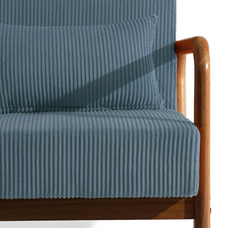 Modern Corduroy Upholstered Accent Chair with Wood Legs Set of 2