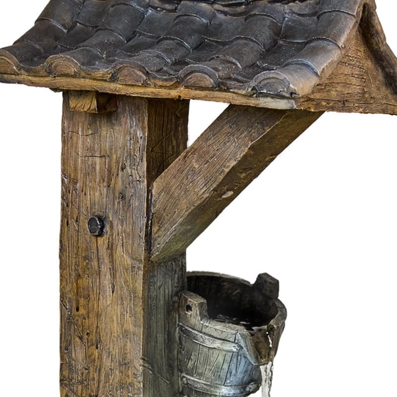 Vbal Rustic Well Pump & Bucket Water Fountain with LED Lights