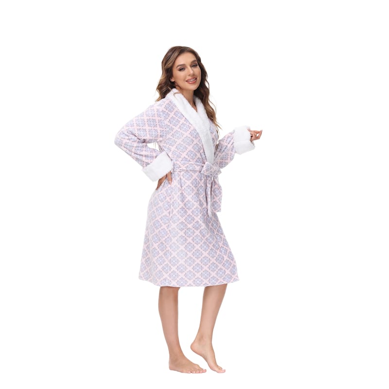 INK+IVY Women's Printed Plush Bathrobe
