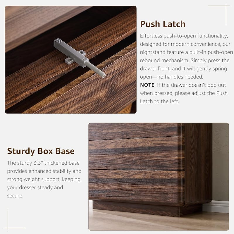 Modern 6 Drawer Dresser for Bedroom, Handle-less Wooden Dressers