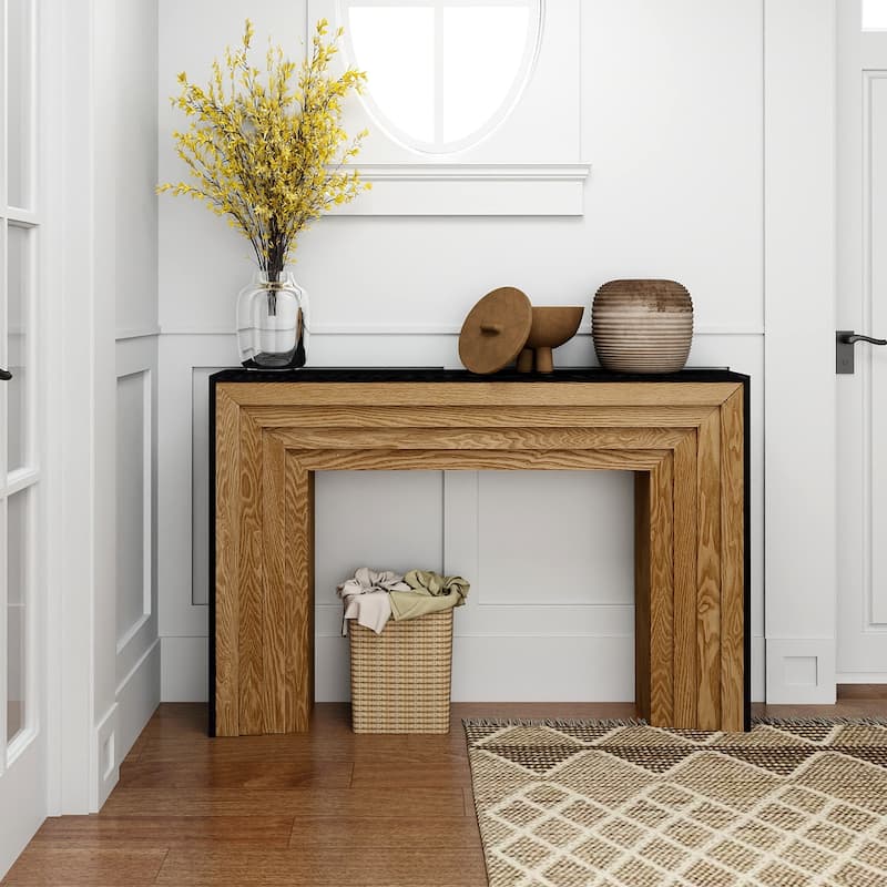 Two-Tone Wood Console Table, 47 Inch Modern Entryway Console Table, Rustic Hallway Accent Table for Living Room, Entrance