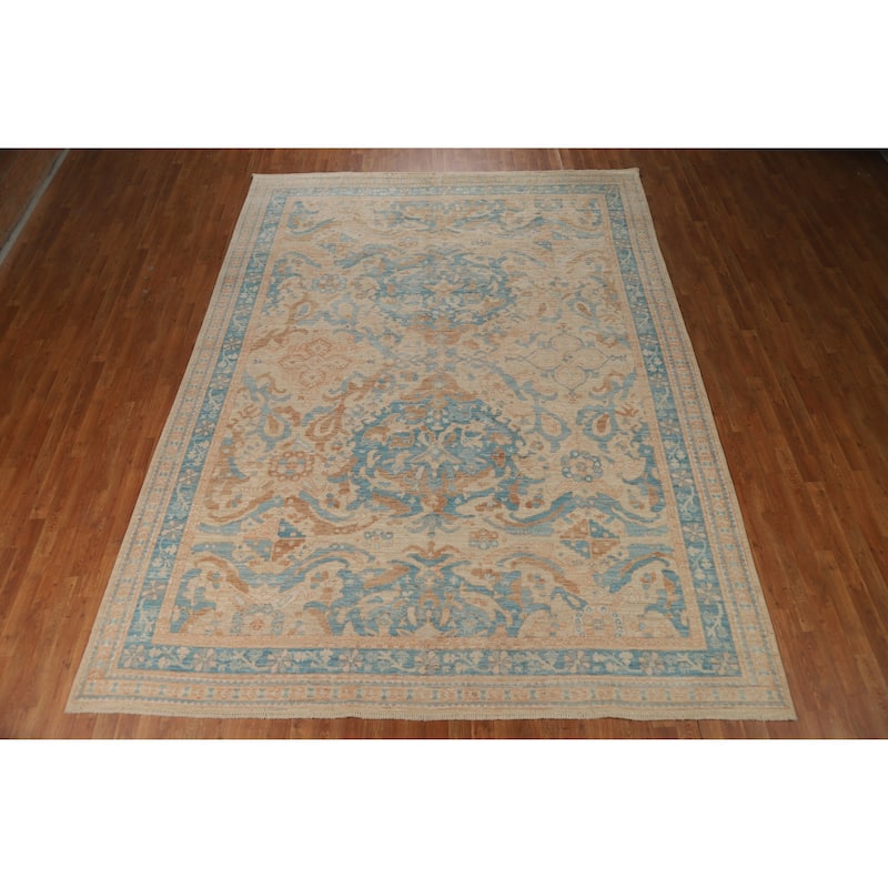 Vegetable Dye Transitional Oushak Turkish Rug Hand-Knotted Wool Carpet - 8'11"x 11'11"