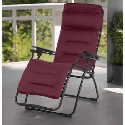 28 Inch Red Steel Outdoor Zero Gravity Chair with Removable Cushion - 32.7" x 27.5" x 46"