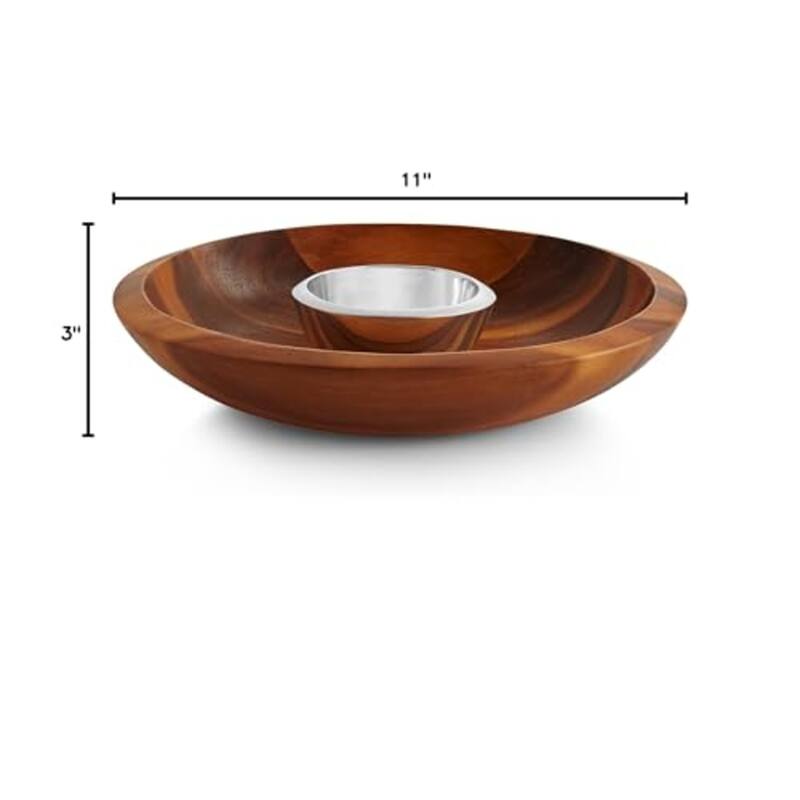 Nambe Eclipse Chip and Dip Bowl Set - 11.3" x 16" x 5"