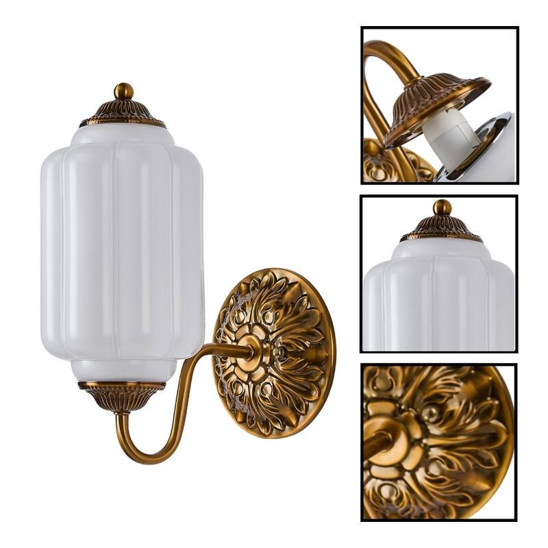 E12 Bulb light white bedroom light fixtures glass, metal wall light