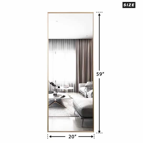 dimension image slide 14 of 20, Modern Aluminum Alloy Thin Framed Full Length Floor Mirror