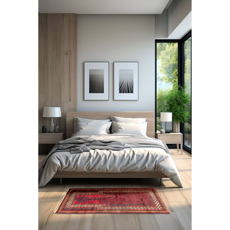 ECARPETGALLERY Hand-knotted Teimani Red Wool Rug - 2'9 x 4'4