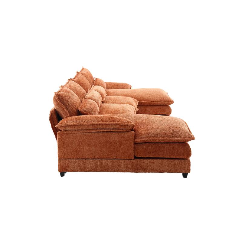 110.63" Boucle U-Shaped Sectional Sofa with Reversible Design