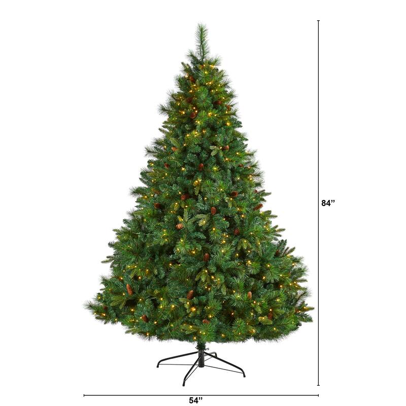 7' Pre-Lit West Virginia Mixed Pine Artificial Christmas Tree, Clear LED Lights - 7 Foot