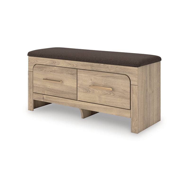 Signature Design by Ashley Prandefort Light Brown / Dark Brown Bedroom Storage Bench - 44" W x 16" D x 20" H