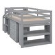 preview thumbnail 9 of 7, Gray Solid Wood Loft Bed with Retractable Desk, Storage Stairs, Storage Drawers, and Shelves