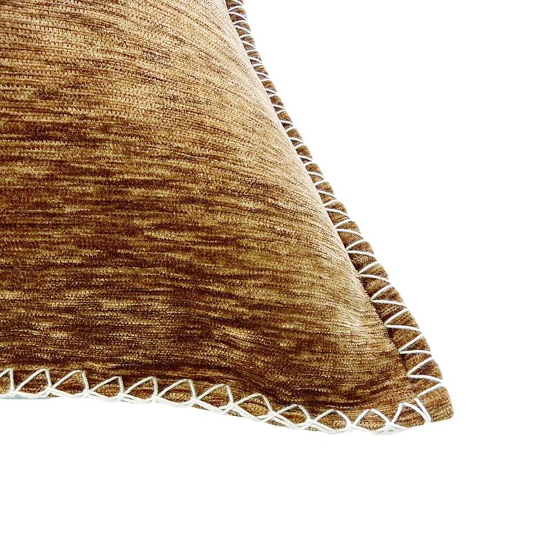 Textured Throw Pillow with Stitched Contrast Edge Set of 2