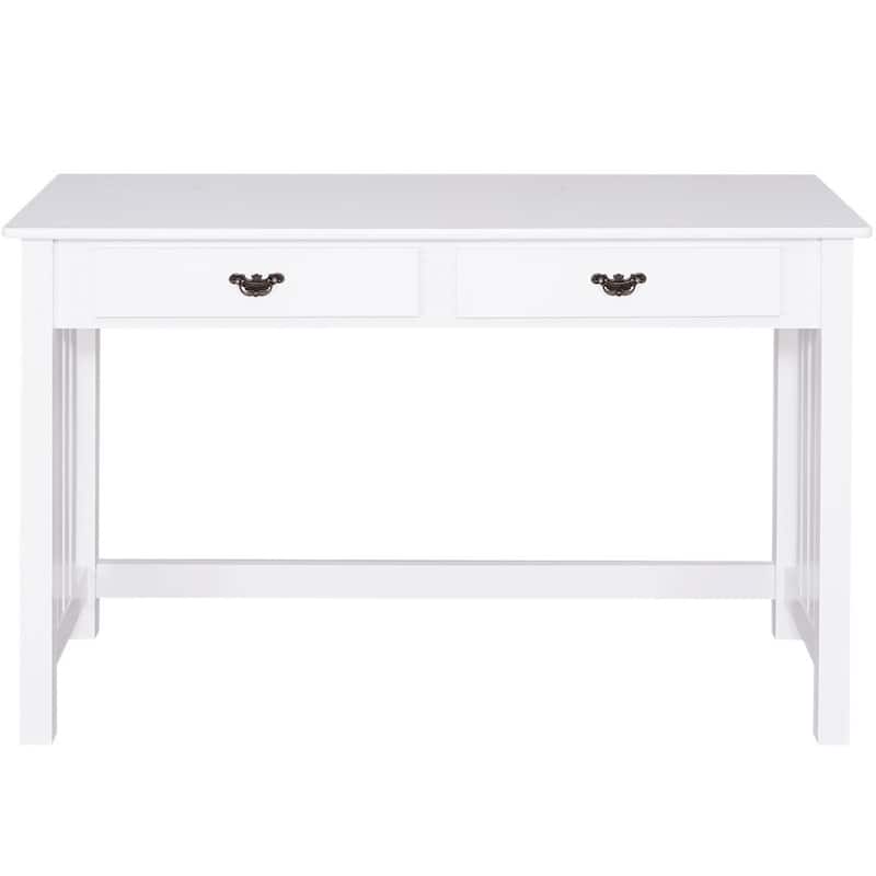 Costway Writing Desk Mission White Home Office Computer Desk 4 Drawer