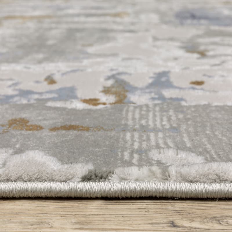 Style Haven Emery Contemporary Abstract Grey/ Blue Mixed-Pile Area Rug