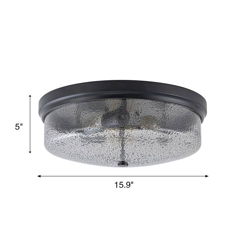 Modern 3-Light Seeded Glass Drum Flush Mount Ceiling Light