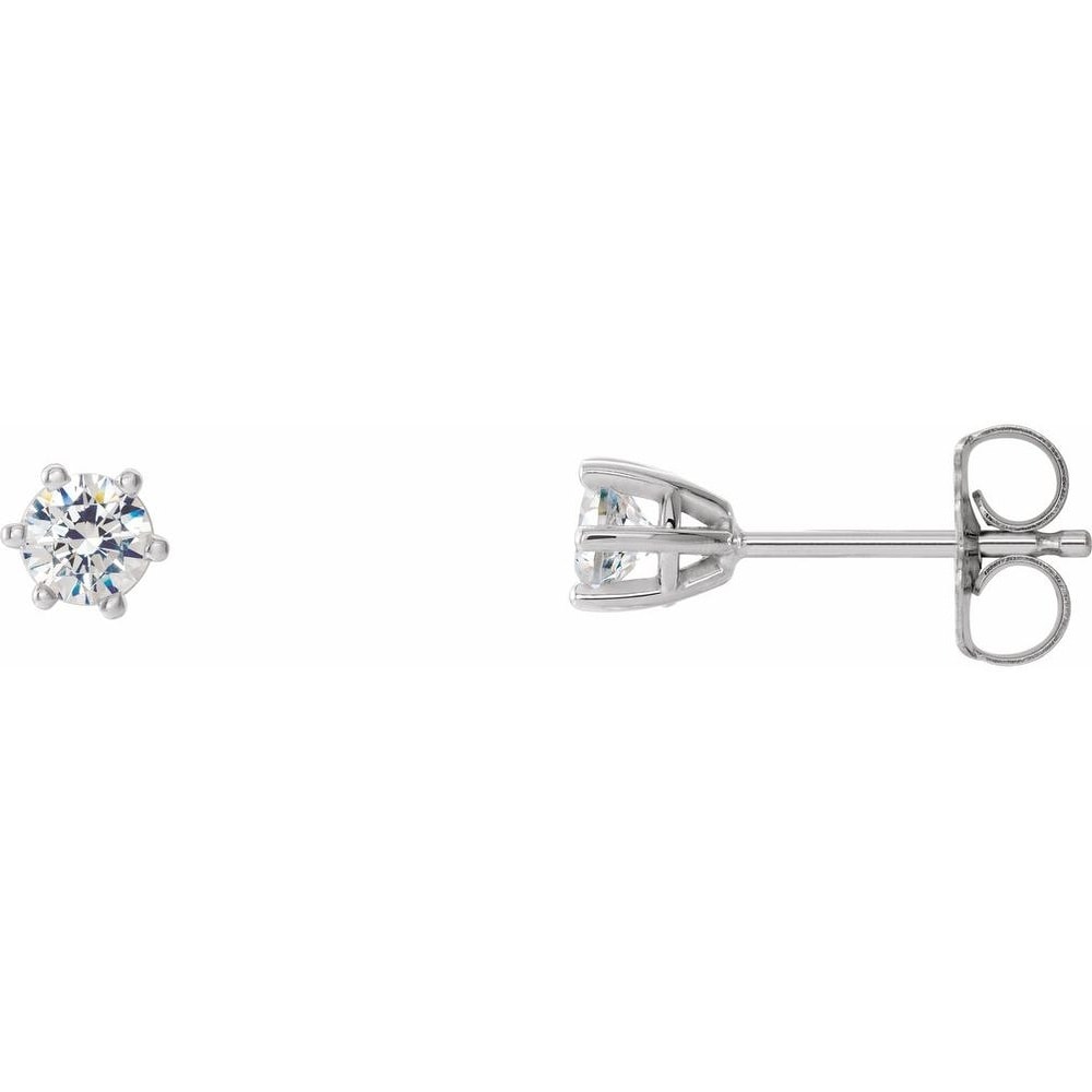 14K White Gold 3 mm I1 1/5 Carat Diamond 6-Prong Wire Basket Earrings for Women