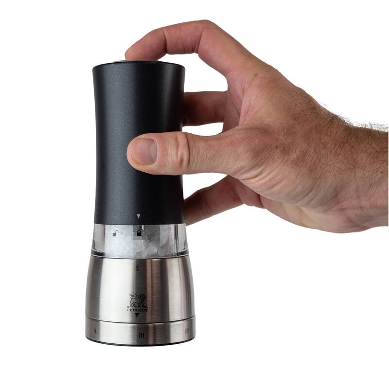 Peugeot Daman u'Select, Zirlion Electric Salt Mill, Black, 6 inch, 6 Preset Grinding Settings