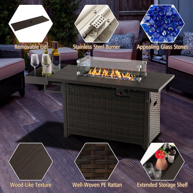 Gymax Propane Gas Fire Pit Table 52 Inch Propane Fire Pit w/ Wind